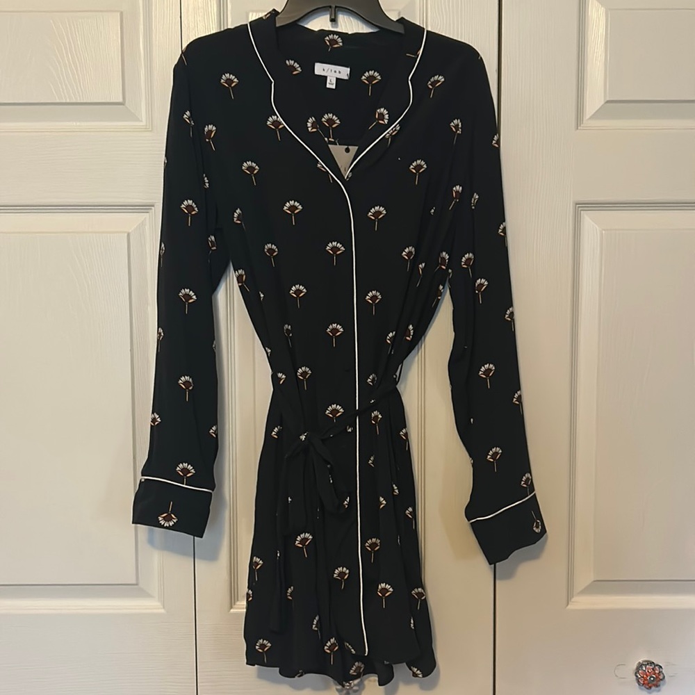 Black K/Lab Button-Up Sleep Dress